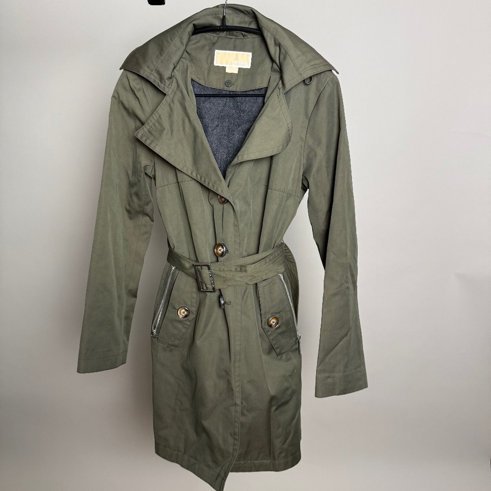 Michael Kors Olive Green Jacket Coat with Removable Liner and Hood XS
